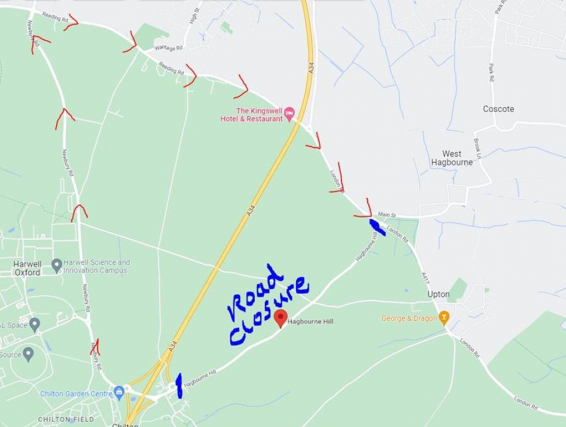 Map hagbourne Hill diversion